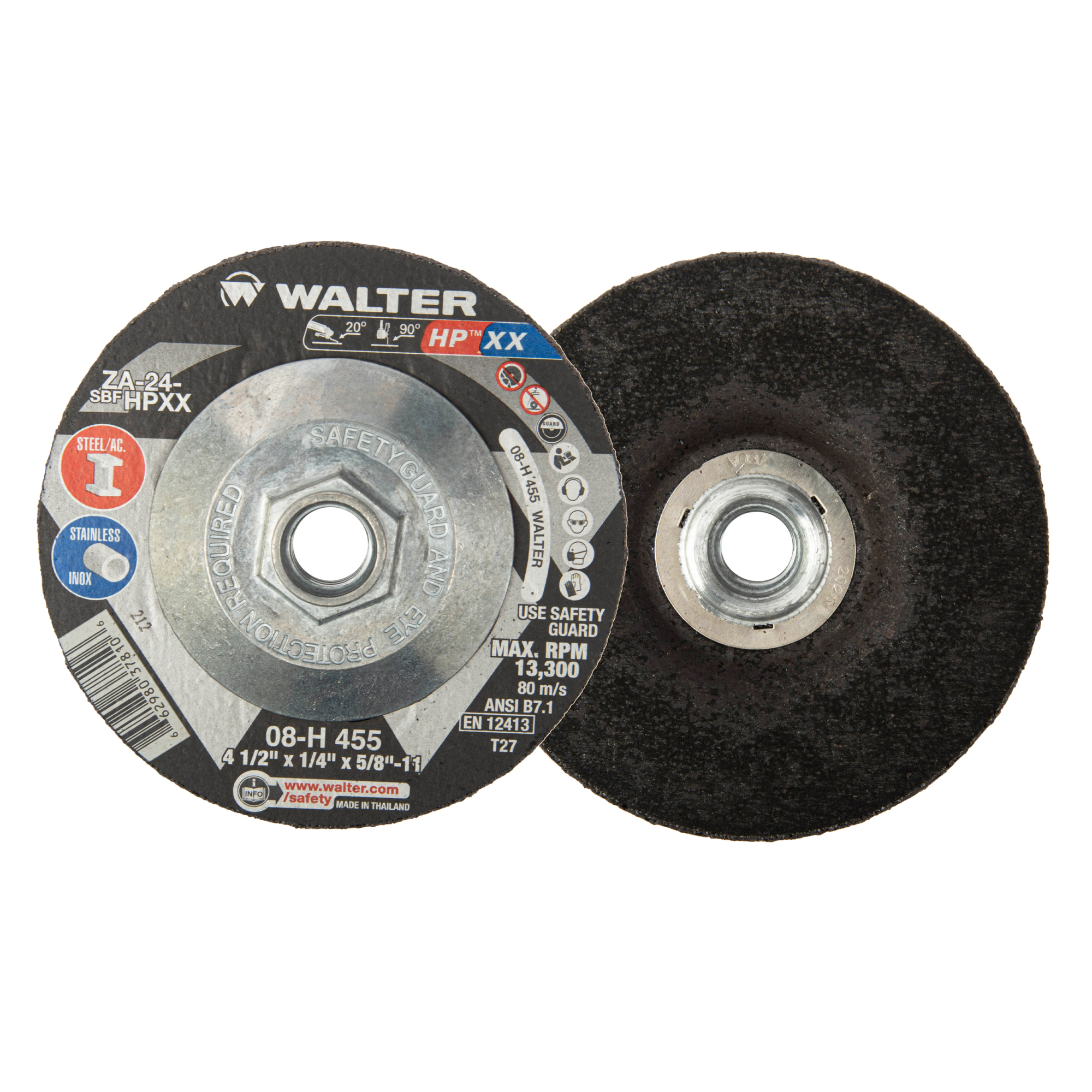 Walter HP XX Angle Grinder Grinding Wheels — 4 1/2in. x 1/4in. x 5/8-11, T27, Pack of 10, Model# 08H455
